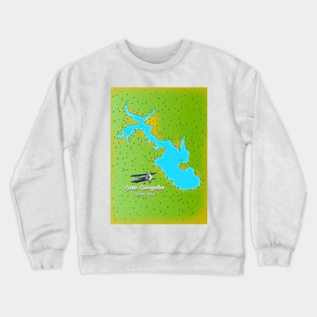 lake livingston Texas Lake map Crewneck Sweatshirt by nickemporium1